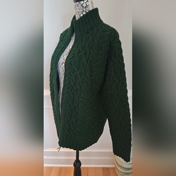 Lauren Ralph Lauren Deep Rich Green  Cardigan Sweater Generous Small P2P 23" - Picture 5 of 11